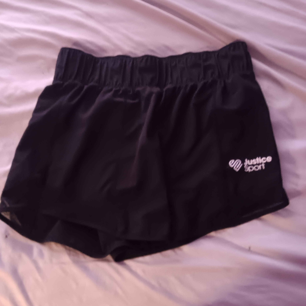 Justice Black Athletic Shorts Elastic Waistband